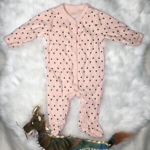 Rosie Pope 0-3M Pink Black Gold Triangle Boho Onesie